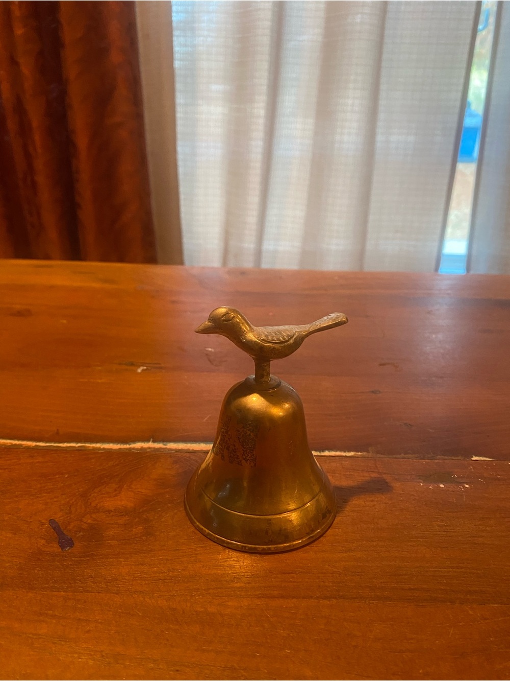 Brass Bird-Top Table Bell - Golden Finish